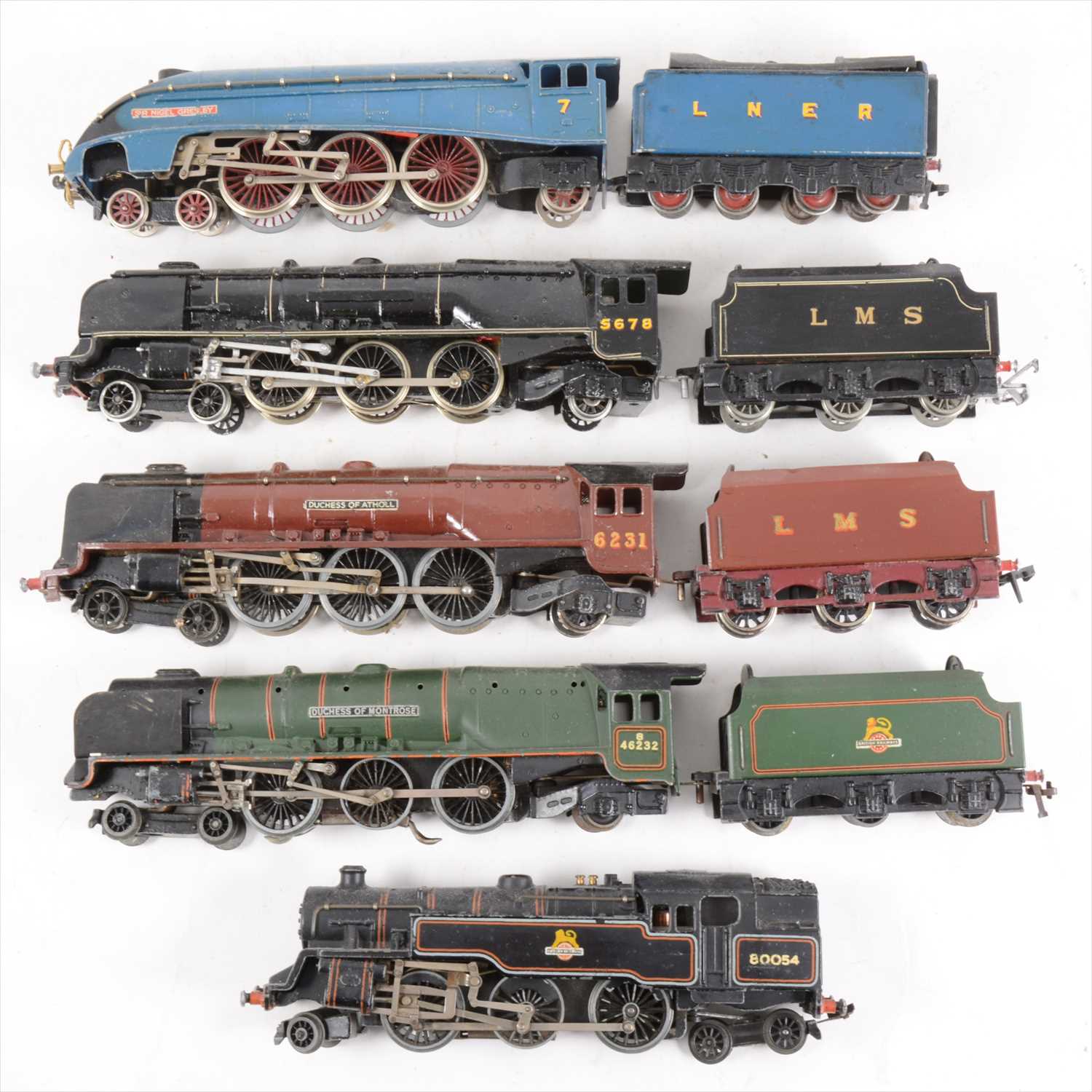 Lot 73 - Five loose play-worn Hornby Dublo OO gauge model railway locomotives