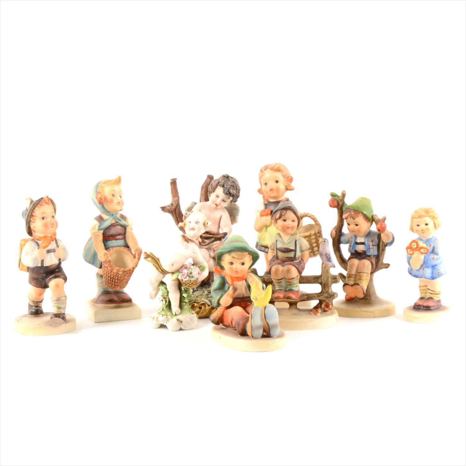 Lot 14 - A collection of seven Hummell figures and other decorative china.