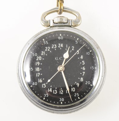 Lot 224 - A G.C.T. 24 hour open face pocket watch and albert watch chain.