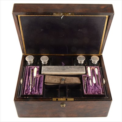Lot 182 - Victorian rosewood travelling box