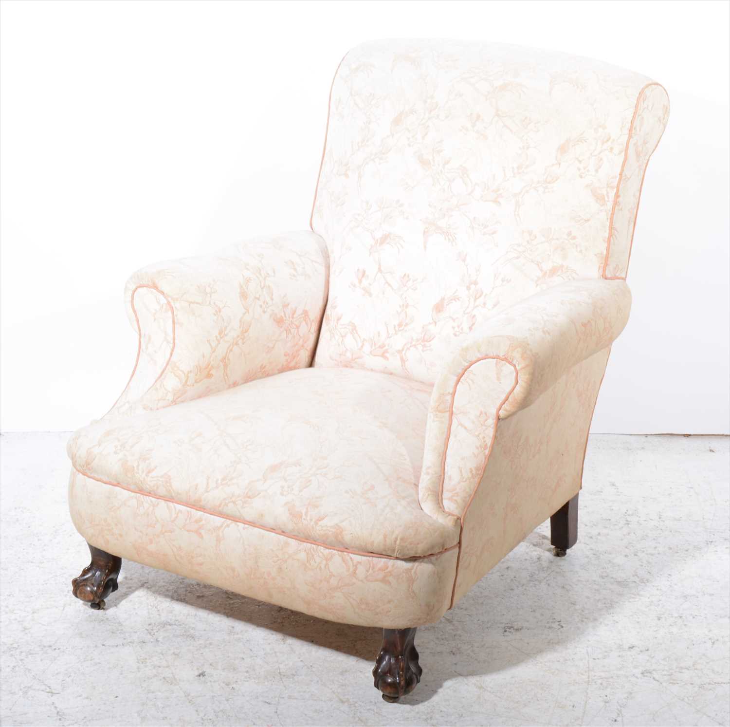 Lot 462 - An Edwardian wing-back easy chair