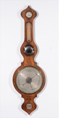 Lot 99 - Victorian rosewood banjo shaped wall barometer