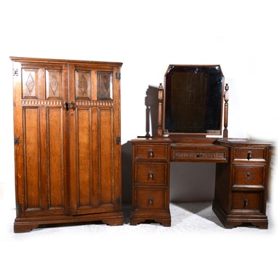 Lot 367 - A 1930s oak four-piece bedroom suite; and an oak hall chair