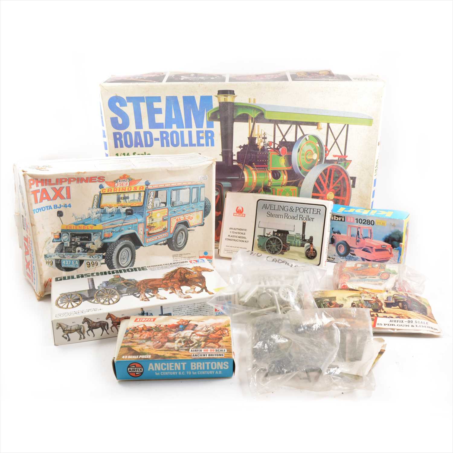 Lot 309 - Model kits; ten including Bandai 1:16 scale Steam Road-Roller