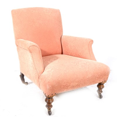 Lot 388 - Edwardian peach upholstered armchair.