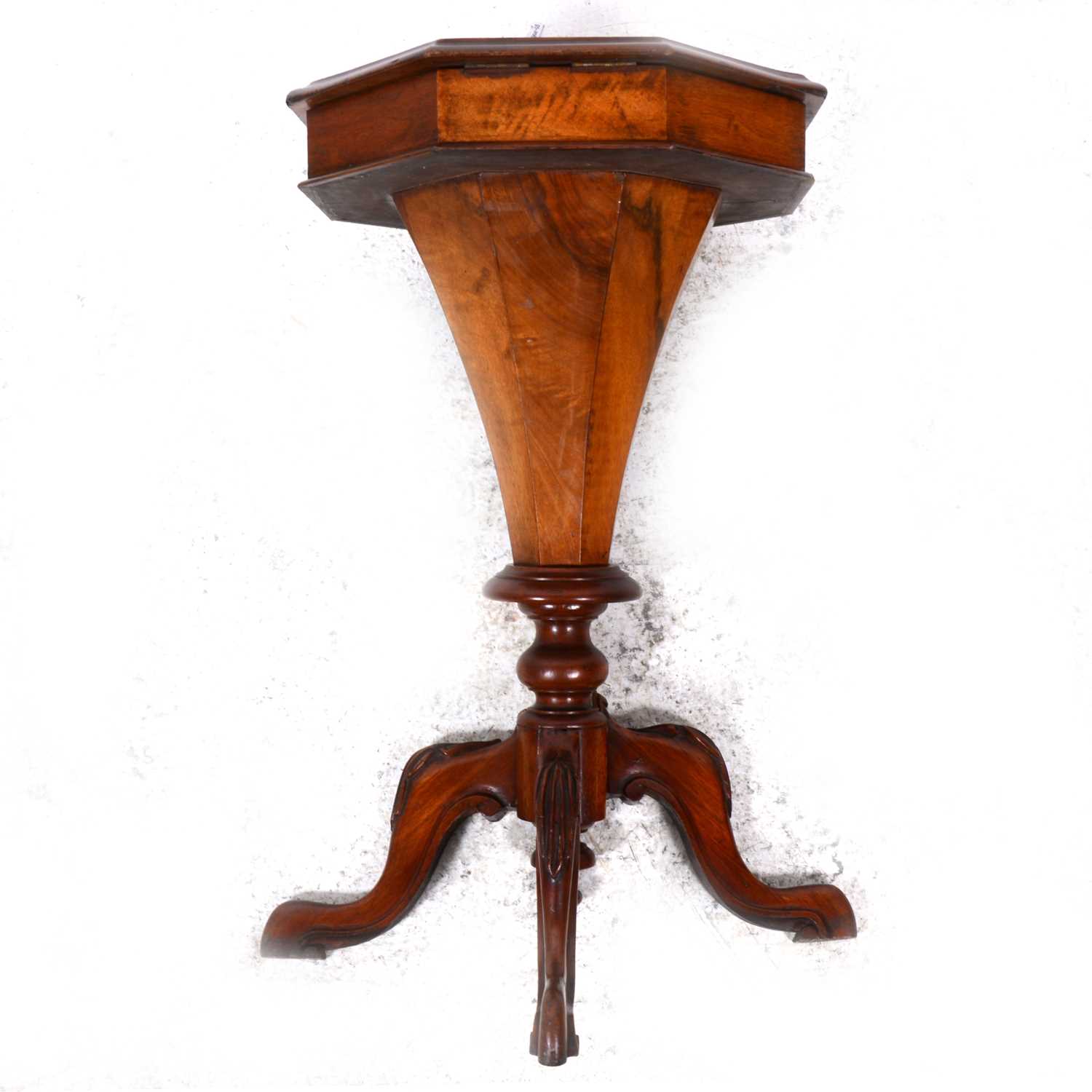 Lot 51 - A Victorian walnut trumpet work table