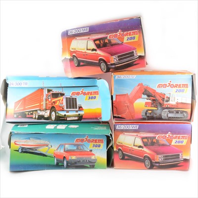 Lot 168 - Majorette France; five card trade boxes for die-cast models, mostly 22cm by 32cm.