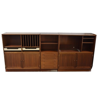 Lot 500 - A Danish sapele finish HG70 three-piece modular set, by Thygesen and Sorensen for HG-Mobler