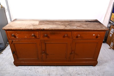 Lot 137 - A Victorian painted pine dresser, matched three-shelf rack