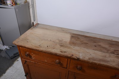 Lot 137 - A Victorian painted pine dresser, matched three-shelf rack