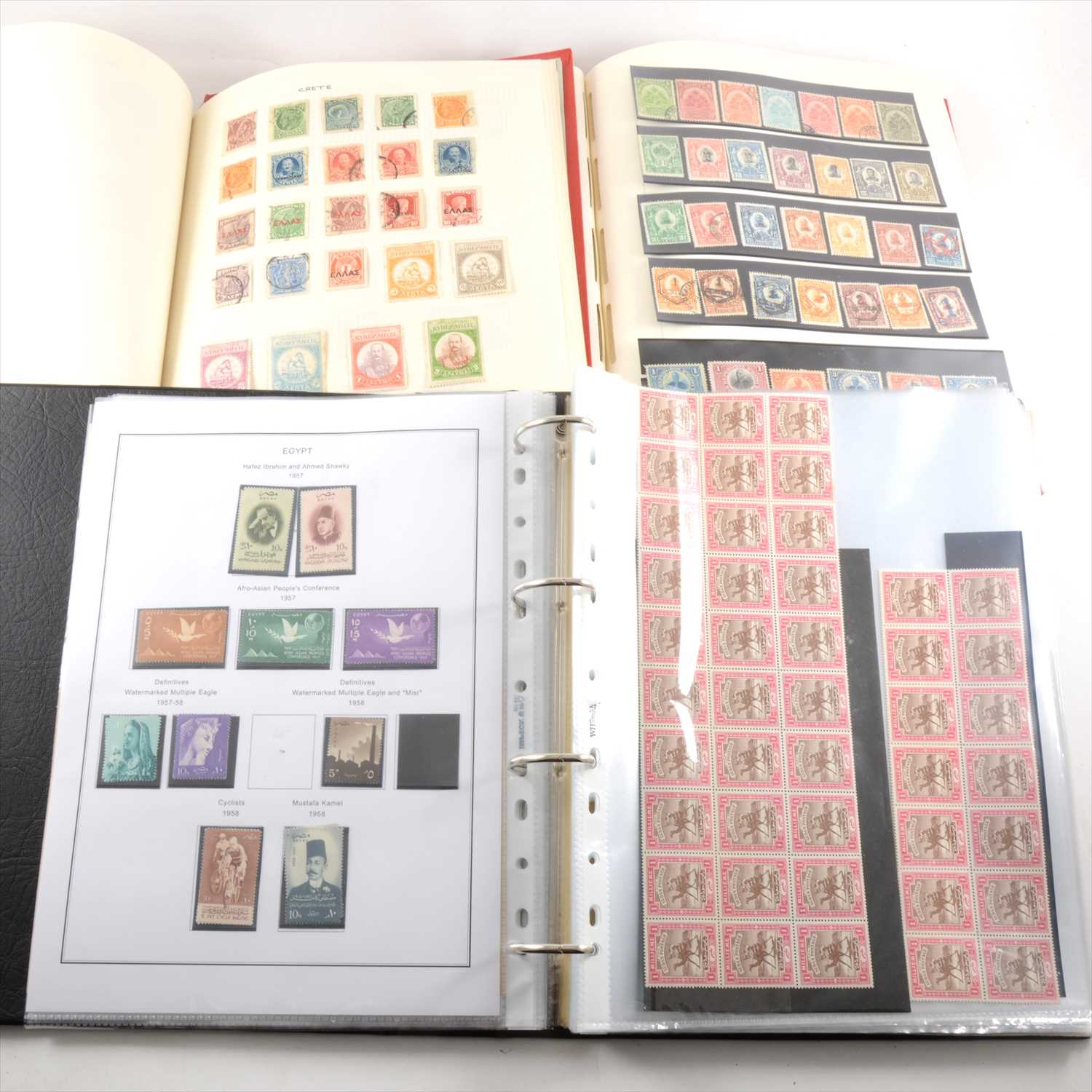 Lot 84 - Three albums and loose leaves of stamps, worldwide including China and Hong Kong., Egypt
