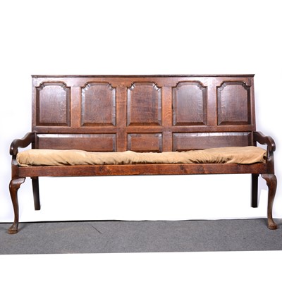 Lot 469 - A joined oak settle, basically mid 18th Century