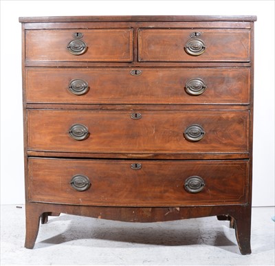 Lot 305 - Victorian inlaid mahogany bowfront chest of drawer