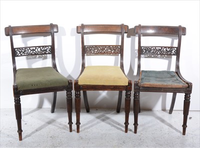 Lot 347 - A set of six Regency hardwood and beechwood dining chairs