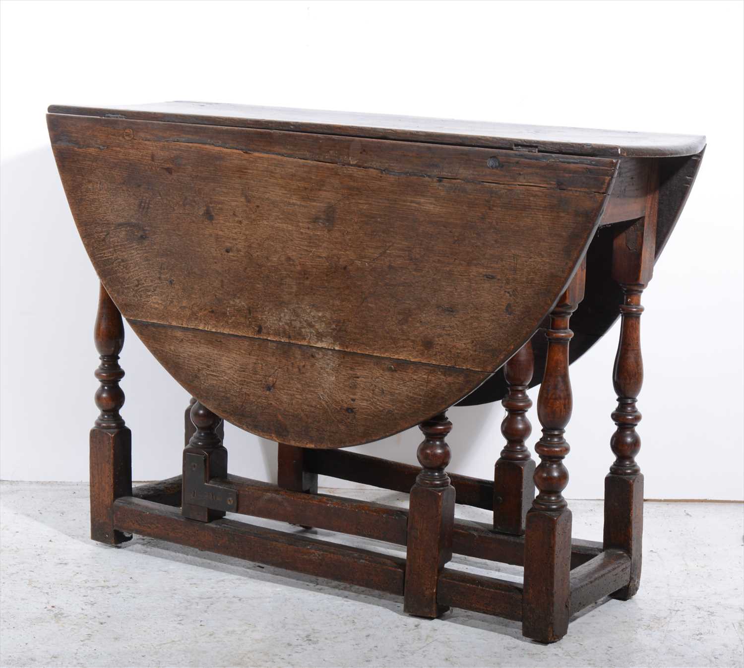 Lot 304 - A joined gateleg table, basically 18th Century