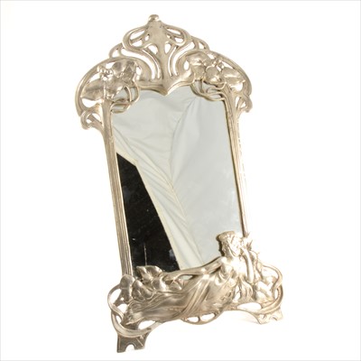 Lot 243 - An Art Nouveau style nickel-plated easel mirror, late 20th century