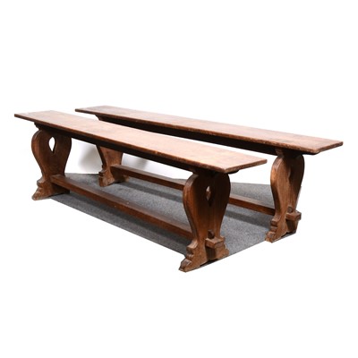Lot 104 - A pair of oak benches, Cotswold School