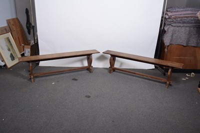 Lot 104 - A pair of oak benches, Cotswold School
