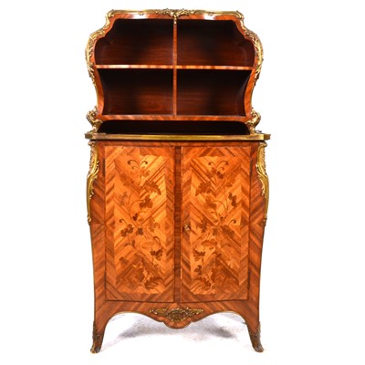 Lot 287 - A Louis XV style mahogany kingwood and marquetry cartonnier