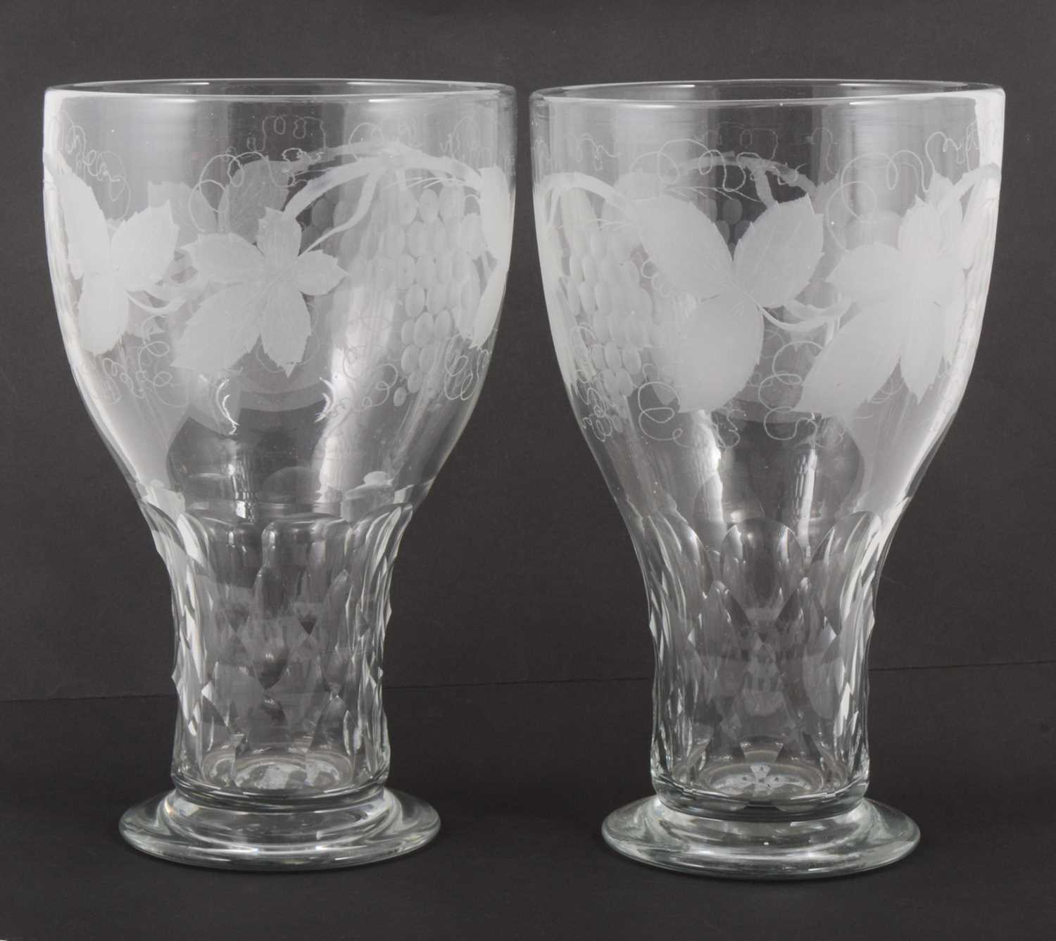 Lot 62 - A pair of oversized cut glass goblet-shaped