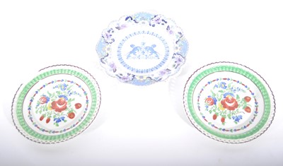Lot 33 - A pair of Swansea Dillwyn period dessert plates and a Staffordshire plate