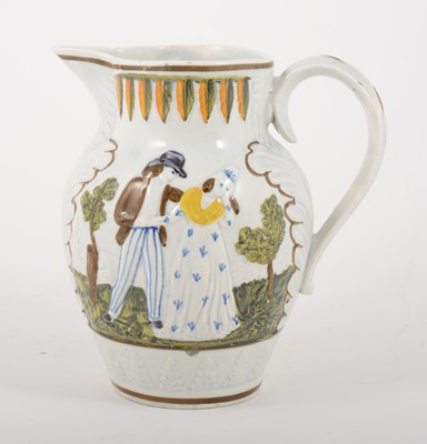 Lot 5 - A Prattware jug, Sailor's Farewell, early 19th century