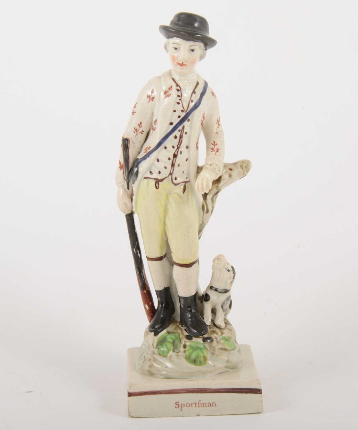 Lot 9 - A Staffordshire earthenware figure of a Sportsman, late 18th century