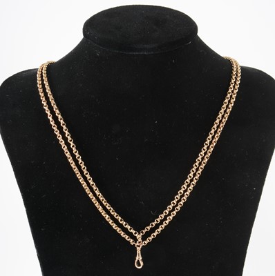 Lot 113 - A yellow metal two strand belcher link necklace converted from a guard chain.