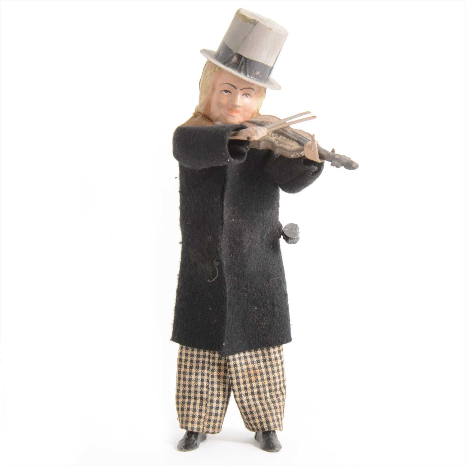 Lot 443 - Ferdinand Martin France, mechanical wind-up tin-plate toy "Le Gai Violoniste", c1897, 20cm tall.