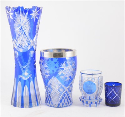 Lot 140 - Blue overlay glass vase