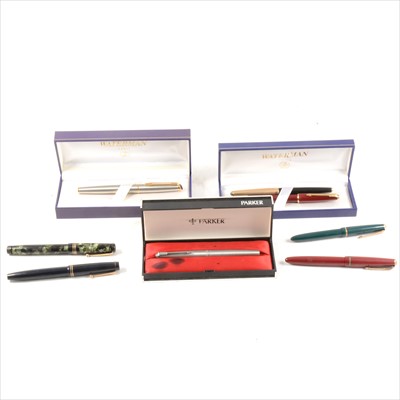 Lot 212 - A small collection of fountain pens, Waterman,...