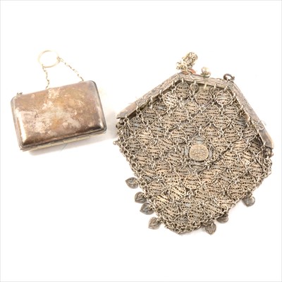 Lot 340 - Chinese filigree metal dance purse and a plated purse.