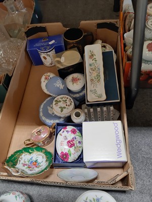 Lot 93 - Two trays of modern decorative ceramics, including Herend, Wedgwood and Aynsley