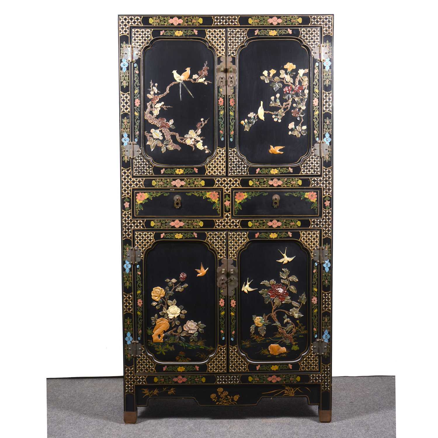 Black lacquer mother of pearl deals cabinet