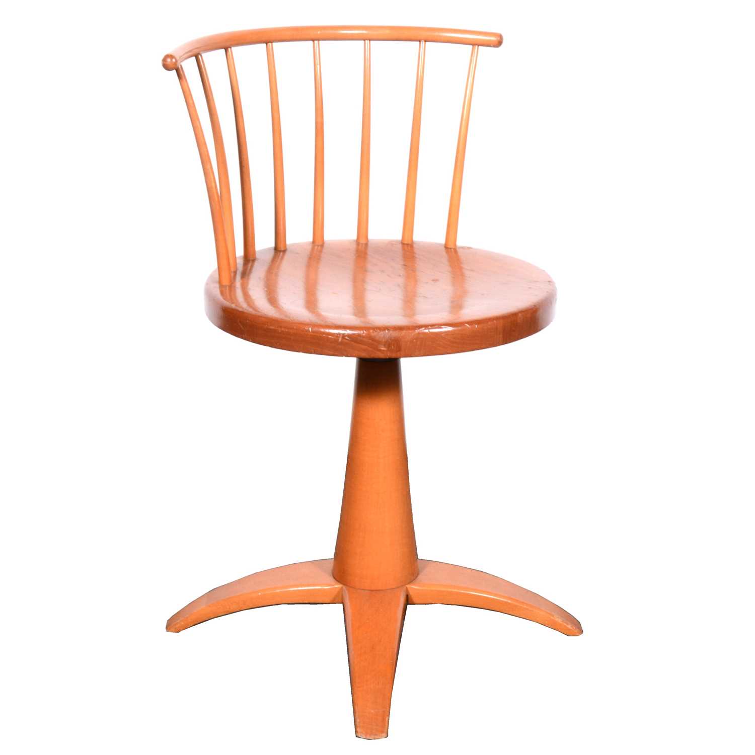 Lot 598 - A Shaker pattern beechwood revolving chair, by Shaker Workshops, USA