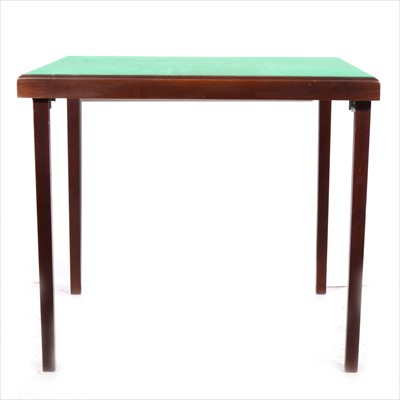 Lot 329 - A green baize top folding card table