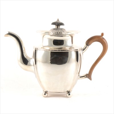 Lot 165 - A Continental white metal coffee pot, marked Hess