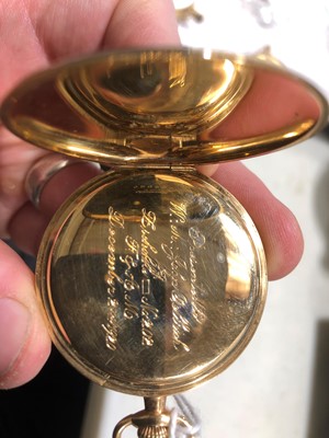 Lot 220 - A small yellow metal open face pocket watch