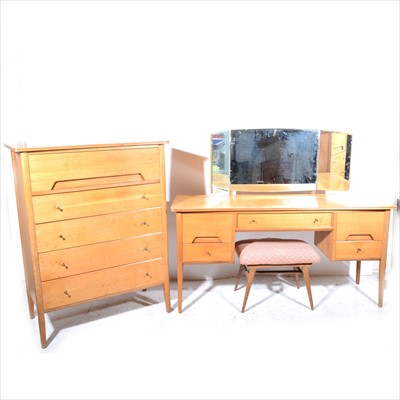 Lot 260 - A mid-Century satin beech three-piece bedroom suite