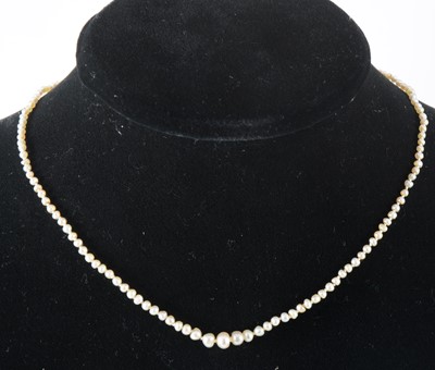 Lot 345 - A pearl necklace with diamond set clasp.