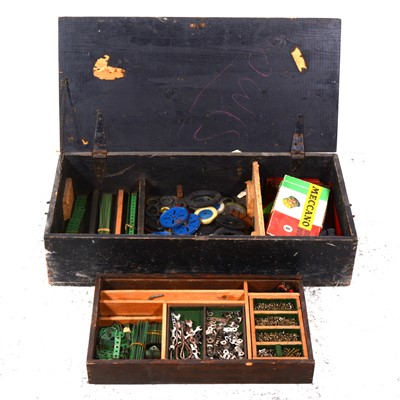 Lot 186 - A toolbox of Meccano; a good selection of loose used parts