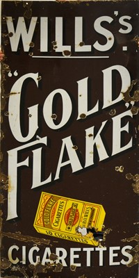 Lot 143 - A large enamel sign: 'Wills's Gold Flake cigarettes'