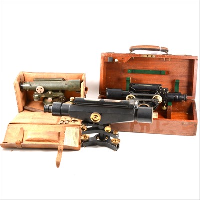 Lot 235 - Three Theodolites - Hall Brothers in mahogany box, a Stanley model, and a military issue
