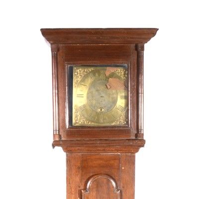 Lot 343 - An oak country-made longcase clock