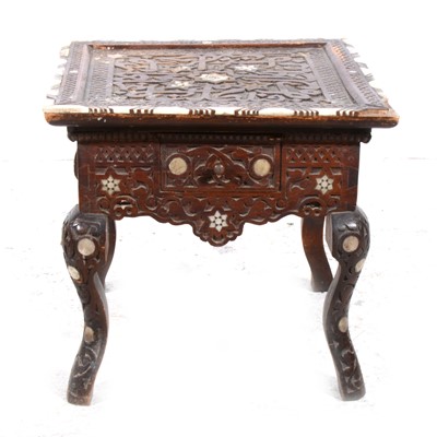 Lot 362 - An Indo-Persian carved wood and inlaid occasional table