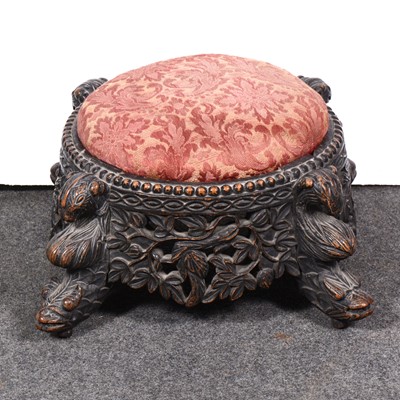 Lot 476 - A Burmese carved teak wood footstool