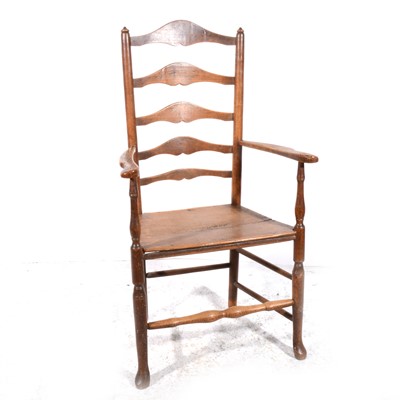 Lot 395 - An ash ladder-back elbow chair