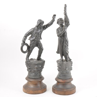 Lot 278 - Pair of Edwardian painted spelter figures