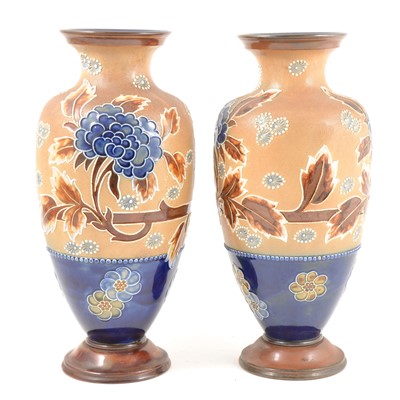 Lot 61 - Pair of Royal Doulton stoneware vases.