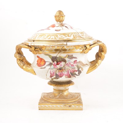 Lot 80 - 19th Century Derby pedestal tureen, damaged